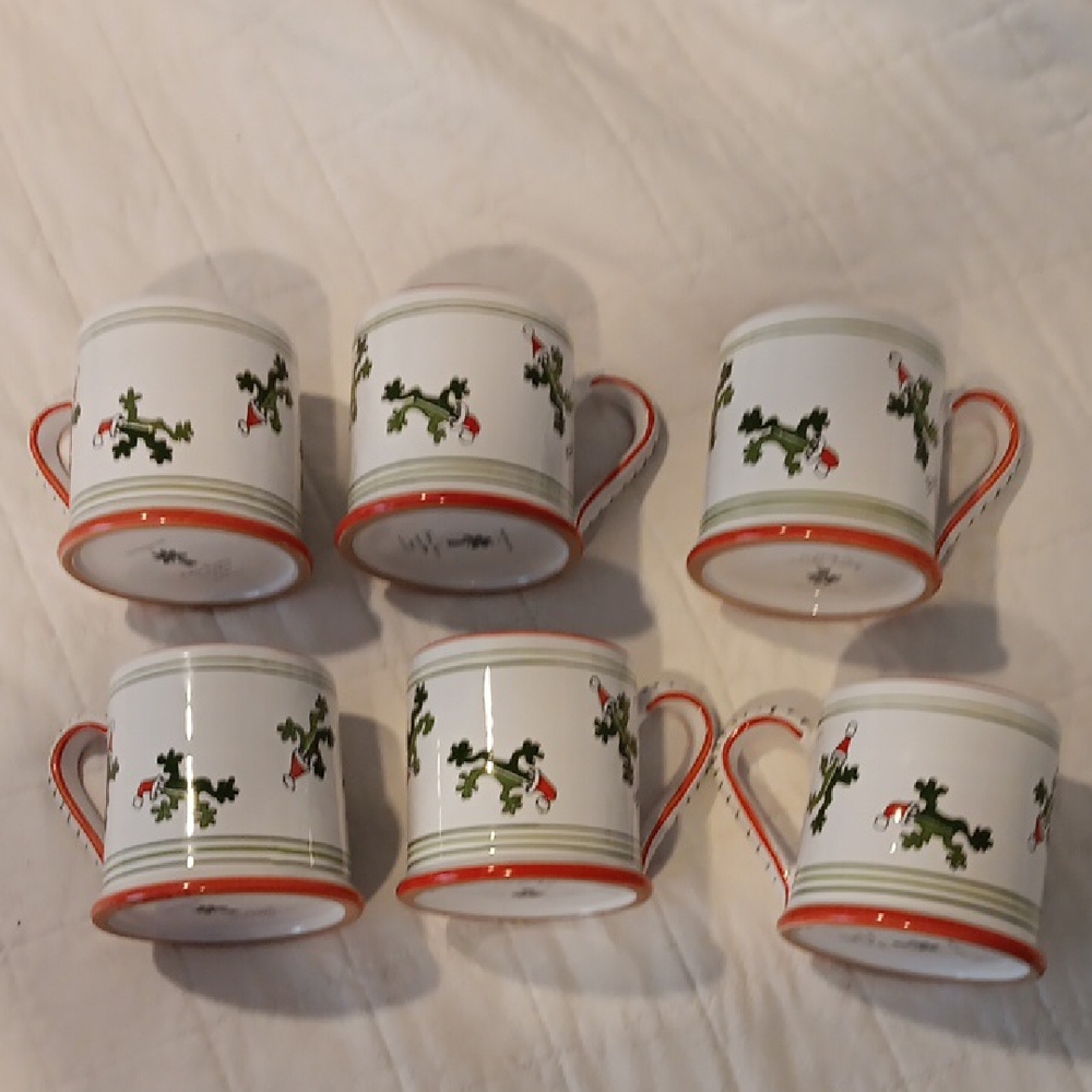 Large Barbara Finsness Christmas Tree Frog Mugs Set Of 6